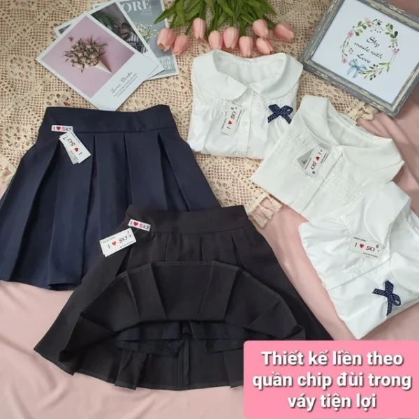 Combo chân váy kèm áo sơmi trắng học sinh
