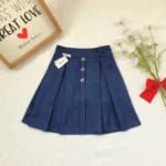 Chân váy xếp li đính cúc cạp cao cho bé gái - Ảnh 4